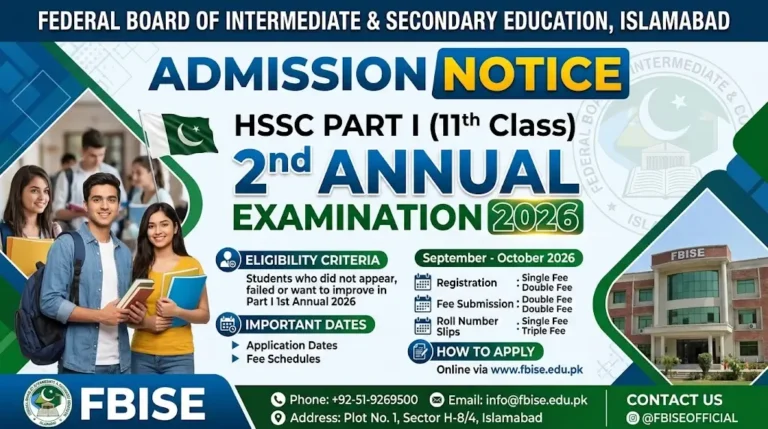 BISE HSSC Part 1 2nd Annual Admission 2026
