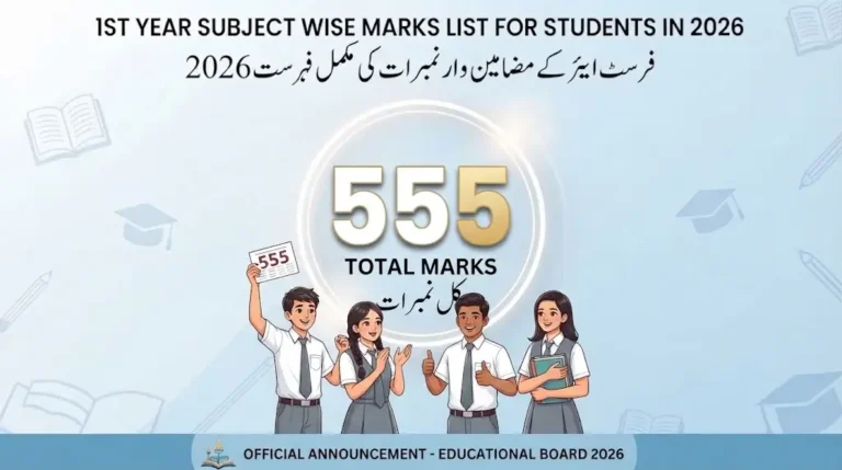 1st Year Subject Wise Marks List for Students in 2026